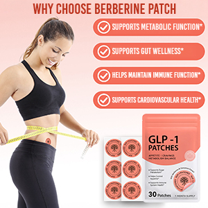 GLP-1 Wellness Patches with Berberine & Cinnamon Extract | Daily Skin Patch for Appetite & Metabolism Balance | 30 Patches