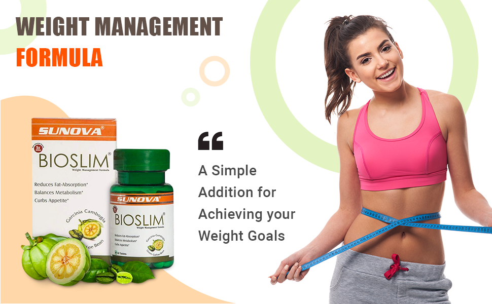 SUNOVA Bioslim Fat metabolism Tablets, Weight Management Formula Made of Garcinia Cambogia and Green Coffee Bean Extracts, Regulates Fat-Absorption AND Balances Metabolism, 120 Tablets, Pack of 2