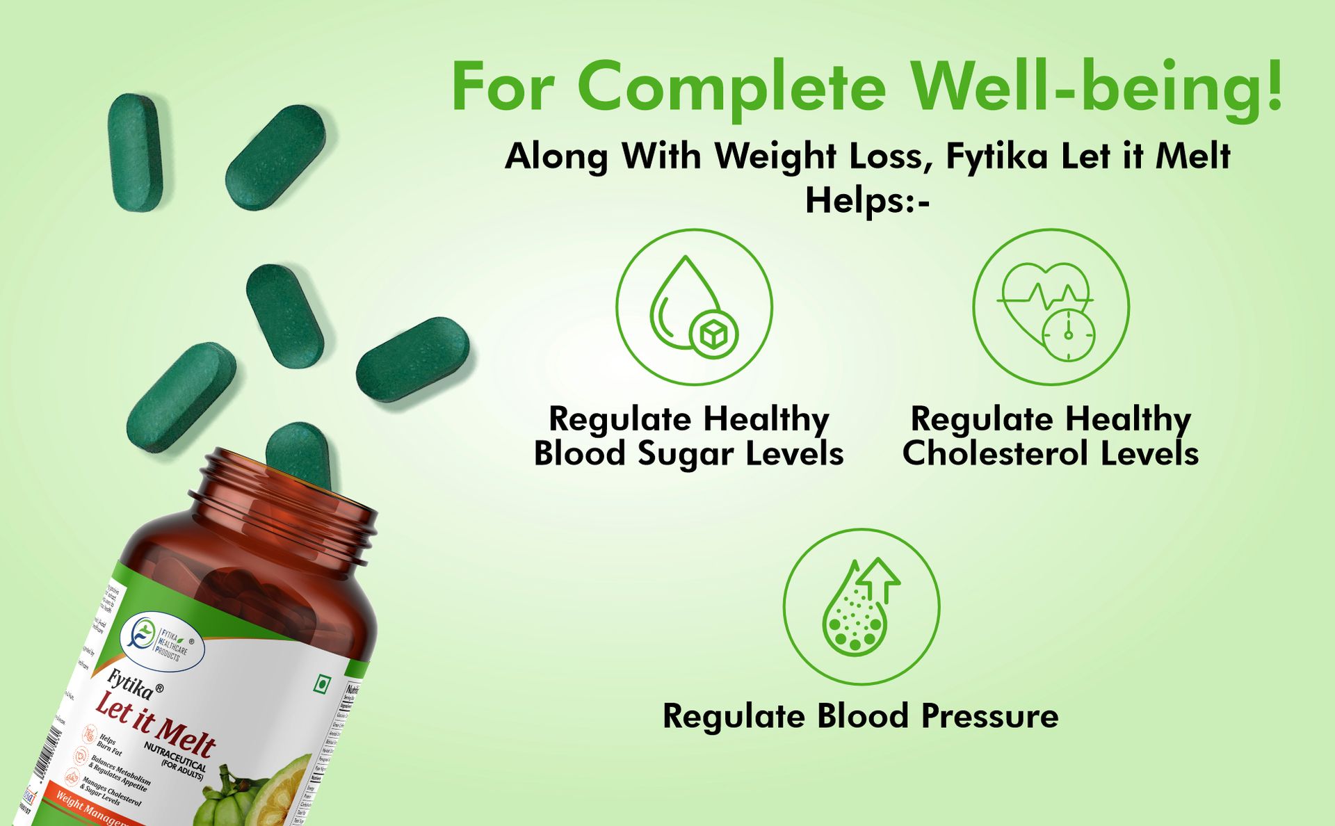 FYTIKA Let It Melt Weight Management Tablets for Men and Women | Herbal Formula with Garcinia Cambogia Green Coffee Triphala Supports Active Lifestyle Energy Balance | 120 Tablets Pack of 2