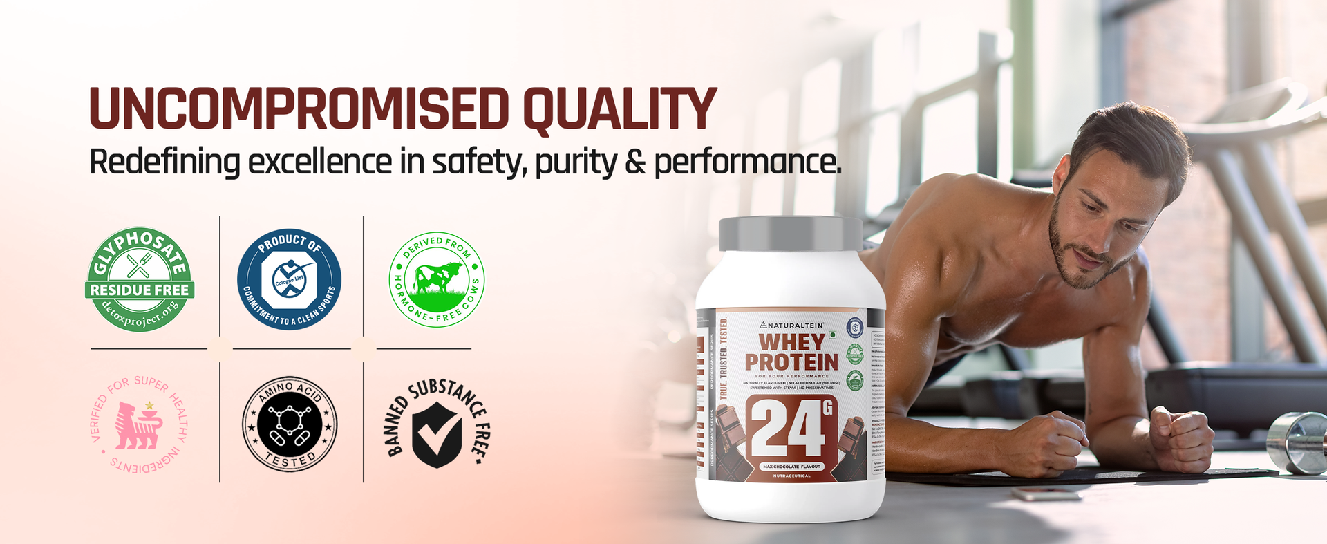 NATURALTEIN Whey Protein – 24g Protein per Serving | Max Chocolate Flavour | Stevia Sweetened | No Added Sugar | Non-GMO | Soy-Free & Gluten-Free | Smooth Texture & Super Mixability | 1 kg