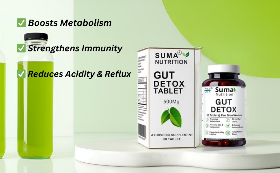 Gut Detox Supplement | Natural Digestion Support, Bloating & Constipation Relief | Ayurvedic Gut Cleanse Tablet with Kutki | Men & Women - 60 Veg Tablets