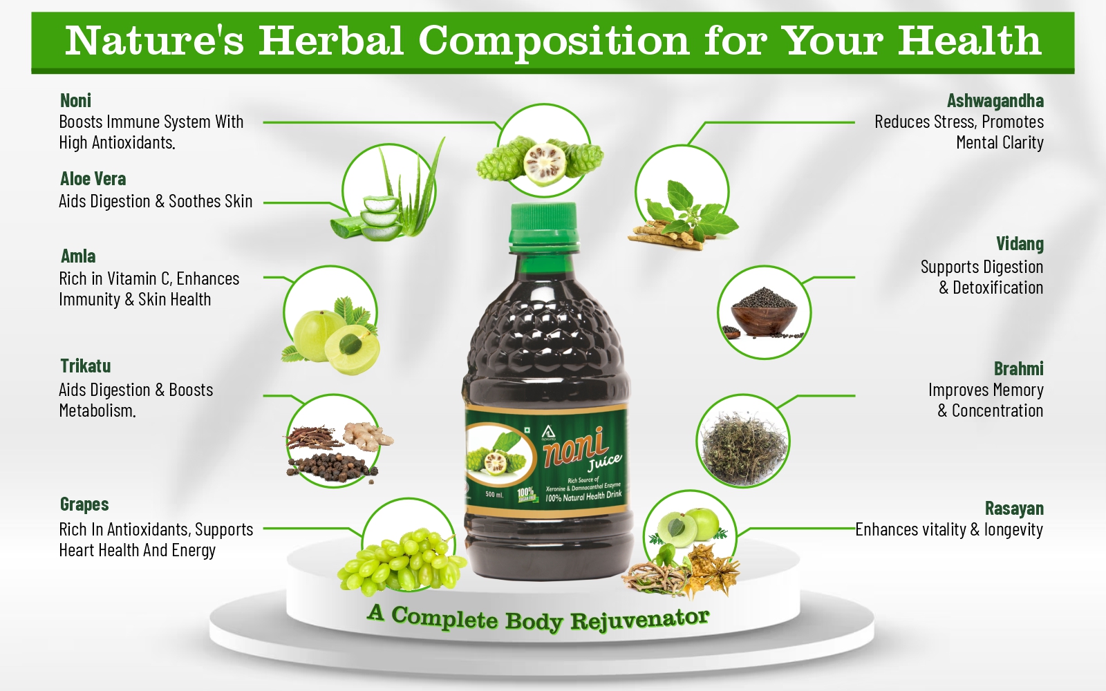 Aplomb Noni Juice (500 ml) | Antioxidant-Rich Herbal Juice for Immunity Boost | Natural Body Detoxifier & Metabolism Support Drink | Ayurvedic Wellness Juice for Daily Health & Vitality