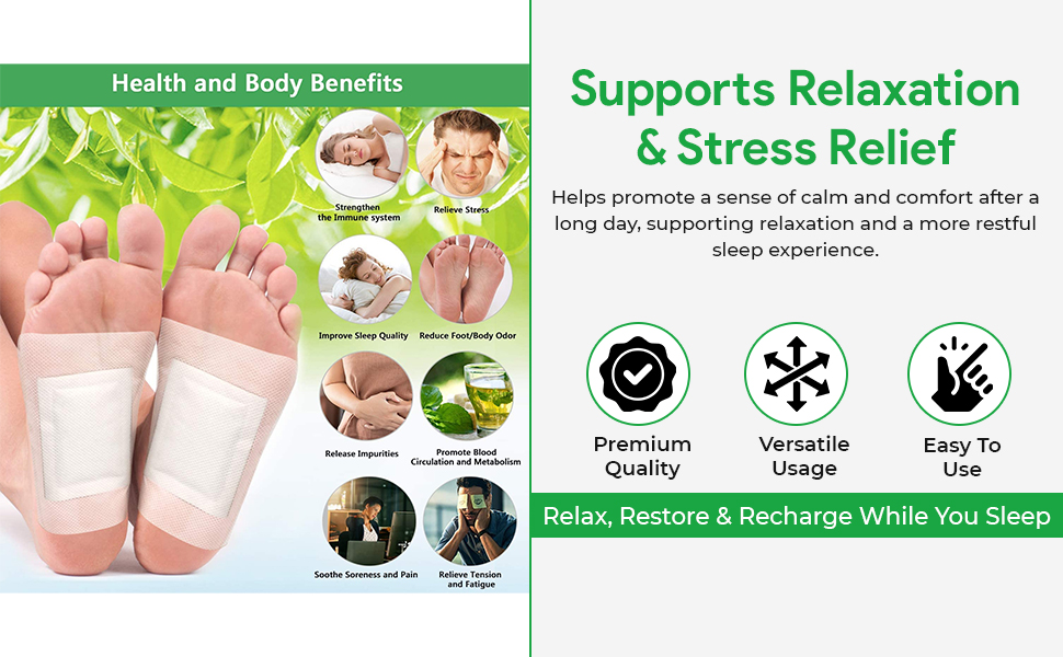 Detox Foot patches Cleansing Toxin Remover Foot Pads Pain Relief Stress Relief Sleep Patch for Herbal And Gentle Ingredient Detoxification For Men And Women(PACK OF 5(50PADS))