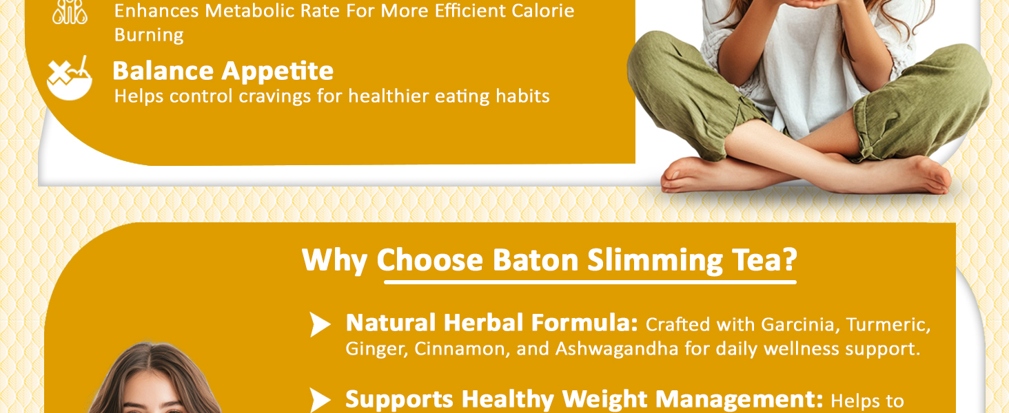 Baton Slimming Green Tea 100g Tin | 18 Natural Herbs for Weight Management & Detox | Supports Metabolism, Fat Burning & Digestive Health | Zero Sugar | For Men & Women | Pack of 1