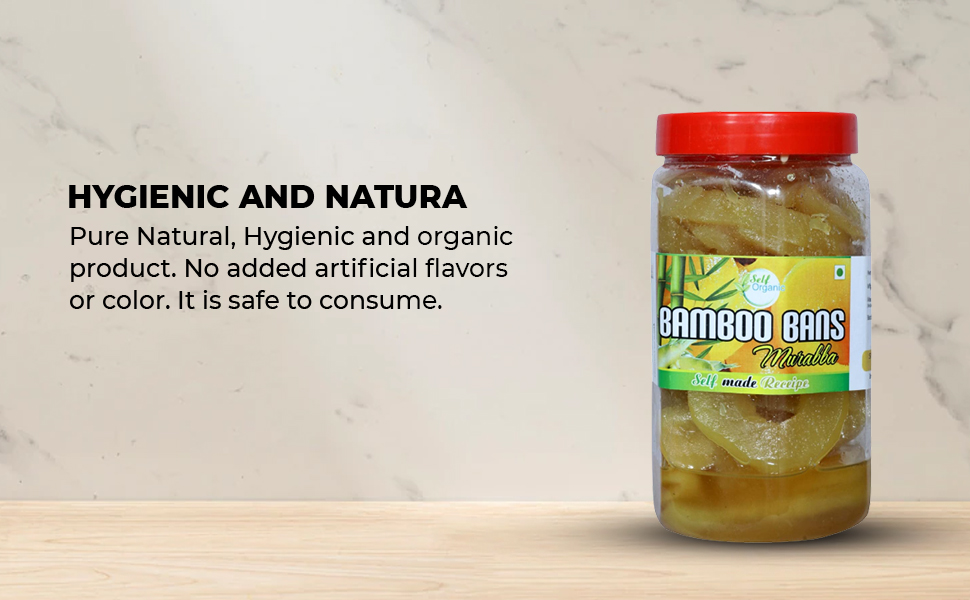 Self Organic Homemade Delicious Sweet Bamboo Murabba | Fresh & Natural Ready to Eat Bans Ka Morabba - Helps Increasing Height | No Artificial Colors & Additives - 1 Kg