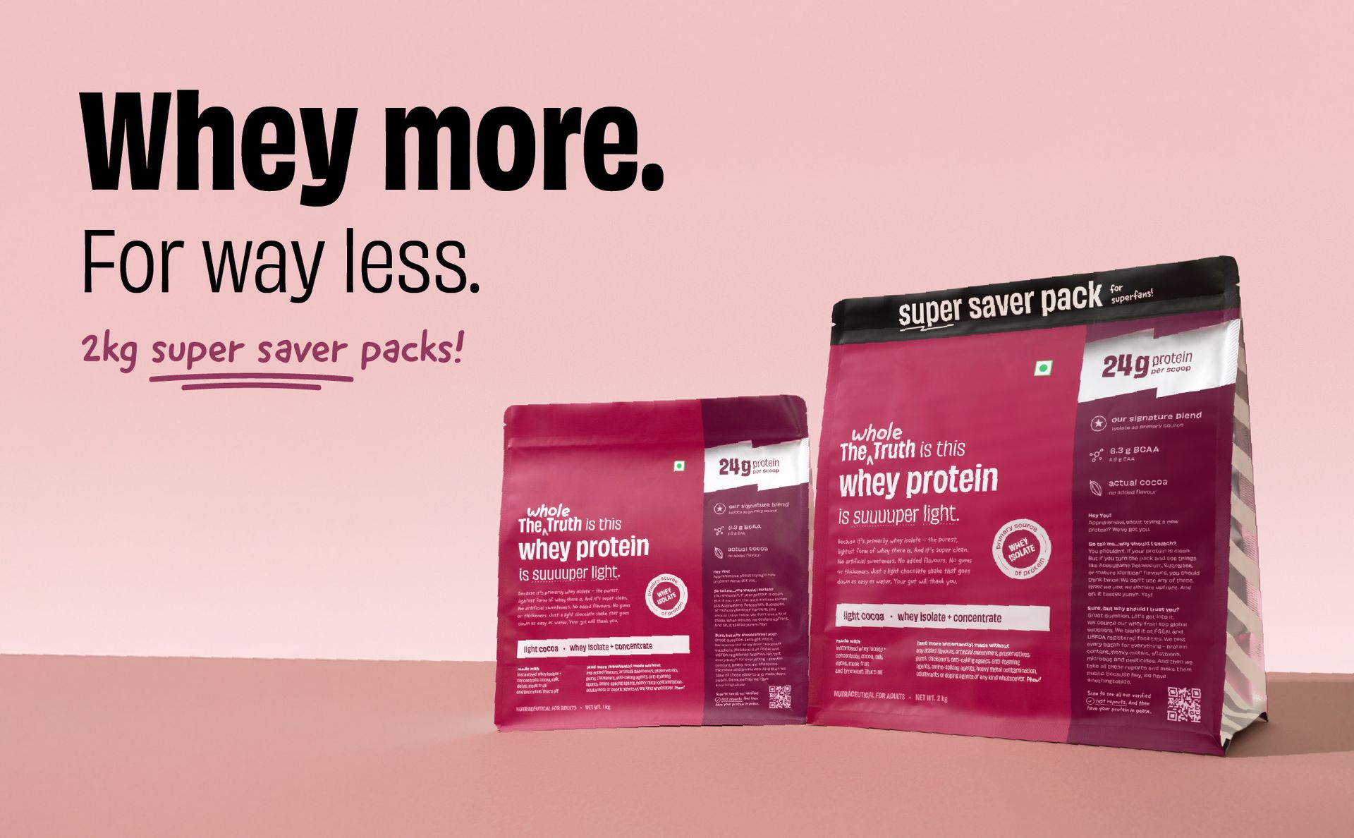The Whole Truth Whey Protein (210 g, Light Cocoa)