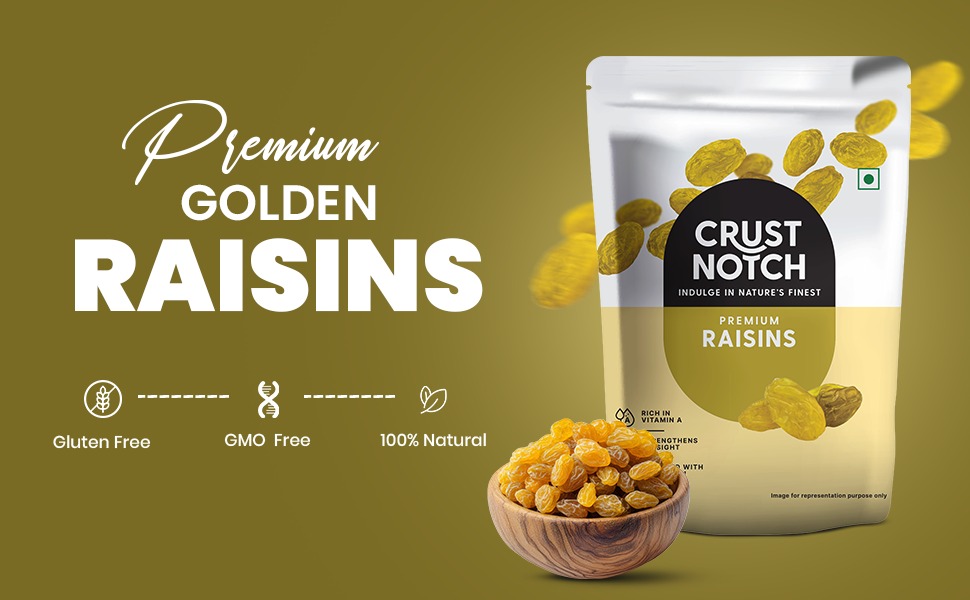 CrustNotch Raisins | Rich in Iron & Vitamin B Fibre & Potassium | Golden Kishmish | Dry Fruits | Healthy and Tasty Snacks | Dried Grapes | (450 gm)