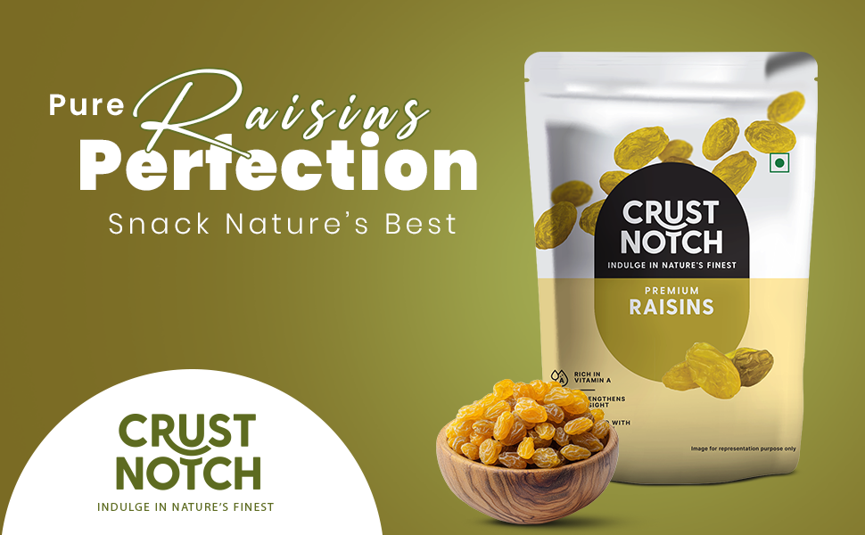 CrustNotch Raisins | Rich in Iron & Vitamin B Fibre & Potassium | Golden Kishmish | Dry Fruits | Healthy and Tasty Snacks | Dried Grapes | (450 gm)