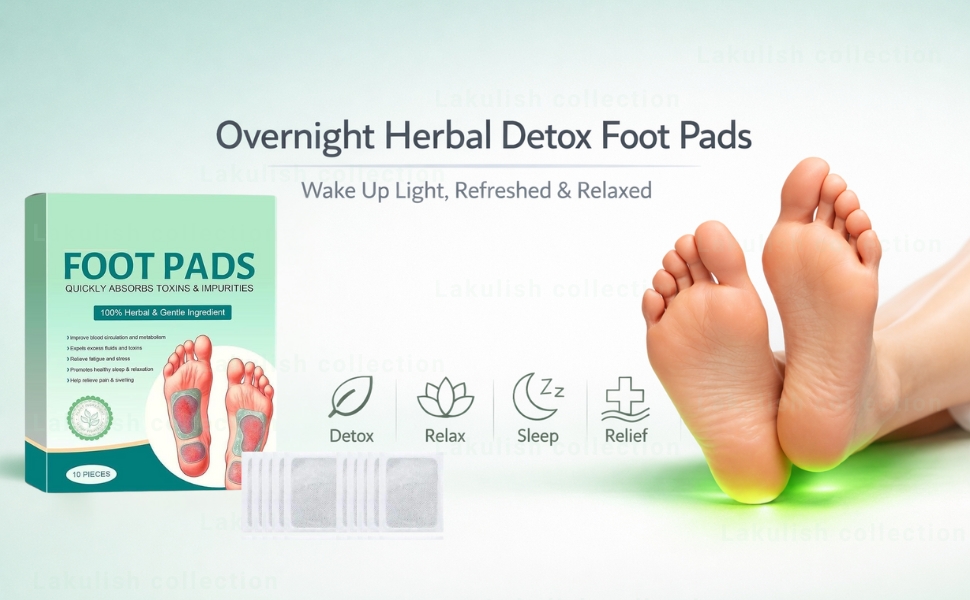 100% Herbal And Gentle Ingredient Detox Foot Pads, 10 Pieces, Natural Ingredients for Sleep Aid, Pain Relief, Toxin Removal with Bamboo Vinegar and Acupoint Micro-Massage Technology