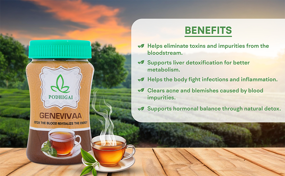 Podhigai Genevivaa Herbal Wellness Blend | Detoxify Blood, Boost Energy| Combat Anemia| Tiredness, Dizziness| Manage Diabetes| Promote Clear Skin| Rich in Antioxidants & Vitamins| Organic