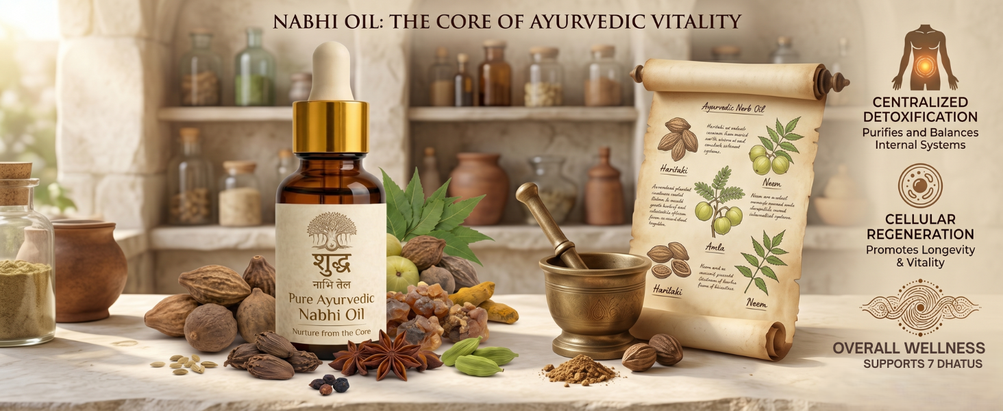 Ayurvedic Nabhi oil | belly button drops | Nadi Navel Therapy | Nabhi Chikitsa | For Healthy Digestion & Bloating Relief, Deep Sleep, Relaxation & Anxiety Relief, gut cleanse | 30 ml