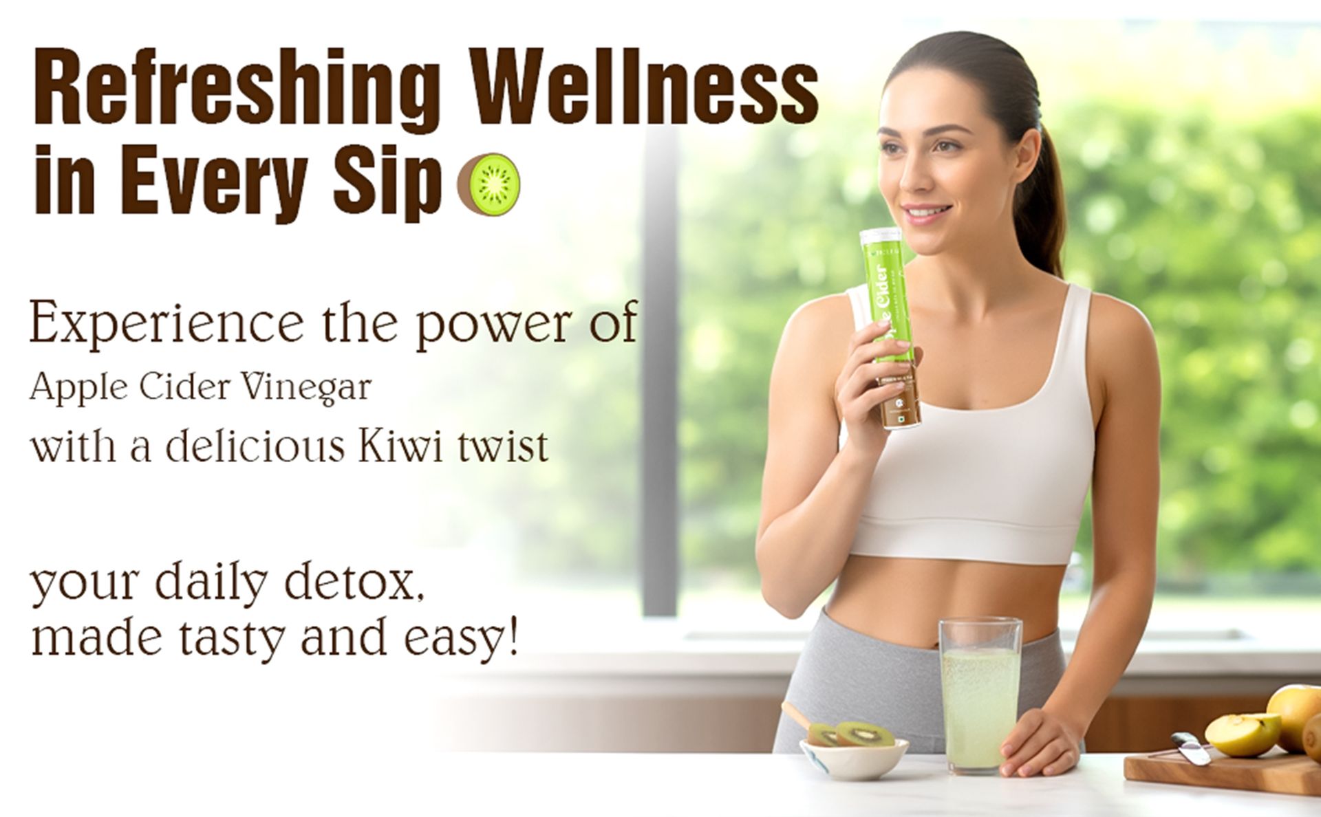 Apple Cider Vinegar Effervescent Tablets with Kiwi Flavour | With the Mother | Supports Digestion, Detox, Weight Management & Metabolism – 20 Tablets Pack of 3