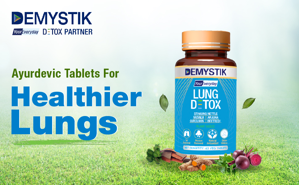 Lung Detox Tablets with Stinging Nettle & Vasaka Leaves Extract, for Detoxification of Lung, Tar removal, Mucus removal, Helps in respiratory system and Immune Defence