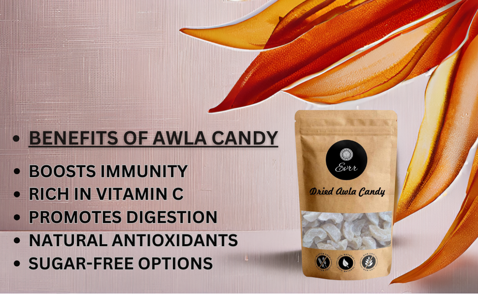 EVRR Premium International Dried Awla Candy 250g | Pure & Natural Awla Candy Snack | Plant-Based Protein | Loaded with Vitamins & Minerals | 100% Natural, No Artificial Colors