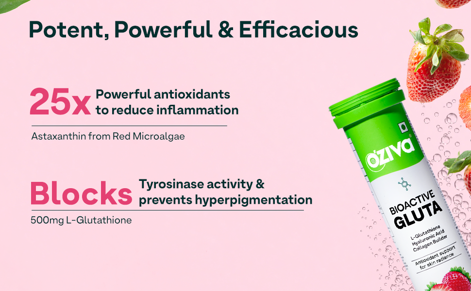 OZiva Bioactive Glutathione Tablets, Skin Glow, Orange, 60 Tabs, Pack of 4