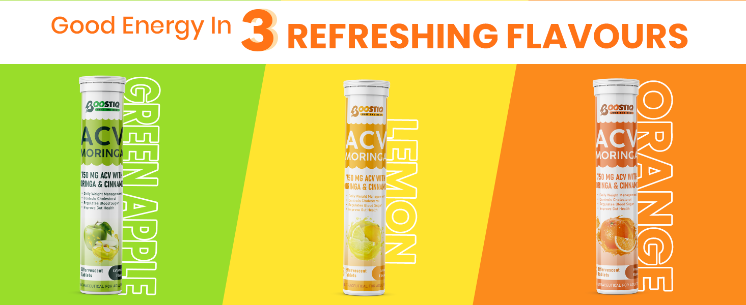 ACV Moringa Effervescent Tablets – Lemon Flavor | 750 mg Apple Cider Vinegar with Moringa & Cinnamon | Nutraceutical for Adults | Pack of 2 (Lemon)
