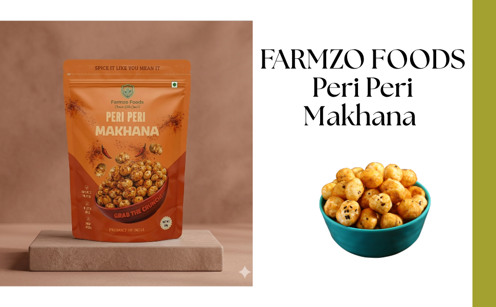 Farmzo Foods Peri Peri Makhana | Crispy Roasted Fox Nuts | 50G