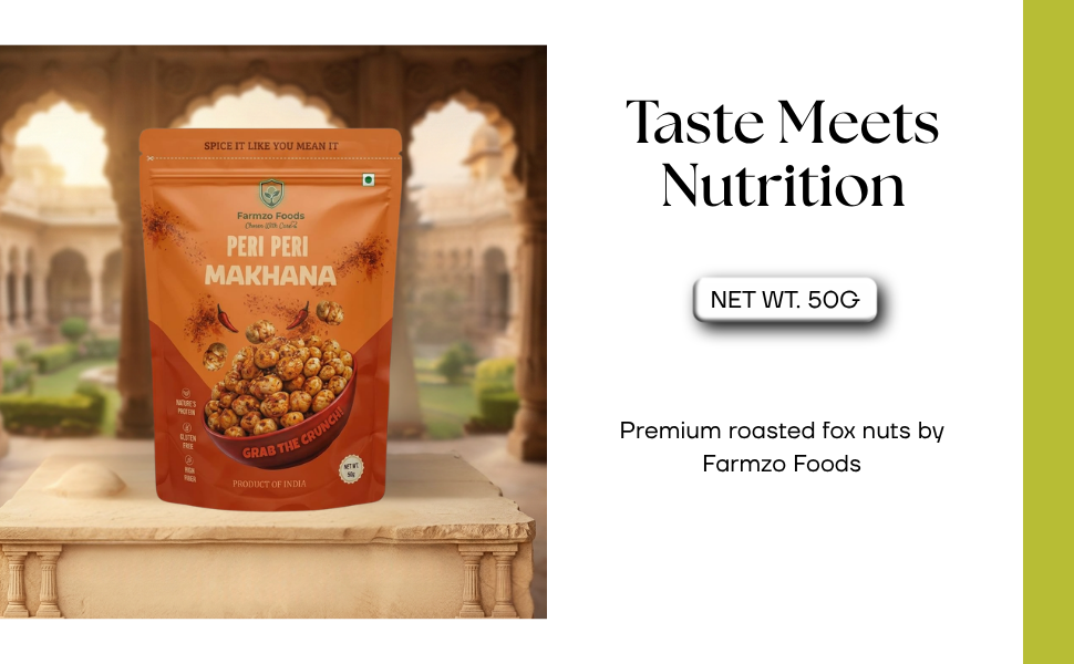 Farmzo Foods Peri Peri Makhana | Crispy Roasted Fox Nuts | 50G