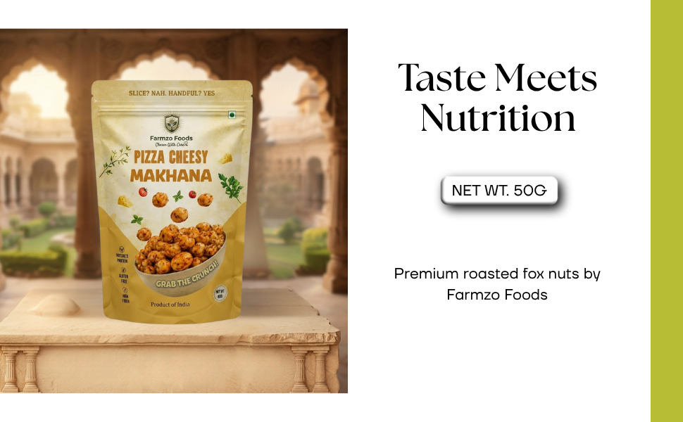 Farmzo Foods Pizza Cheesy Makhana | Crispy Roasted Fox Nuts | 50G