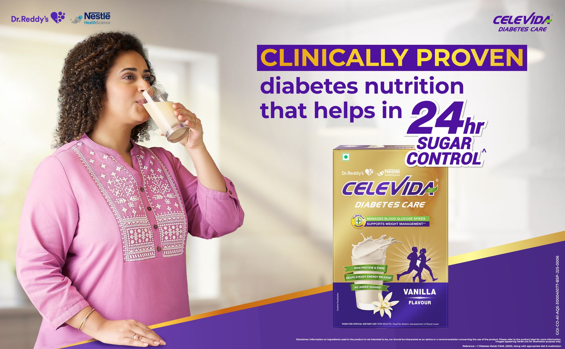Celevida Protein Powder Drink for Diabetes Management by Dr. Reddy’s | Vanilla Flavour | No Added sugar | Plant based | For Sugar control, Weight Management & Immunity Support | 400gm BIB (Pack of 4)