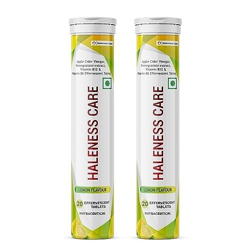Apple Cider Vinegar Tablets for Weight Loss | Fat Burner with B6 & B12 | Lemon Flavor | 40 Effervescent Tablets (20-Day Pack)