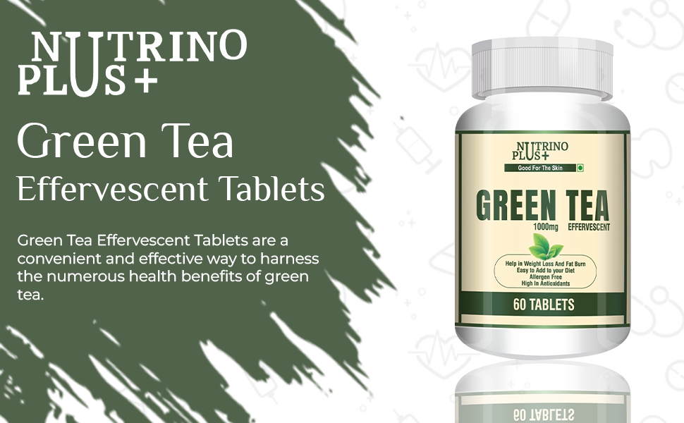 Green Tea Effervescent Tablets: Weight Loss, Skin Health, Antioxidants | Formulated in USA | 60 Tablets