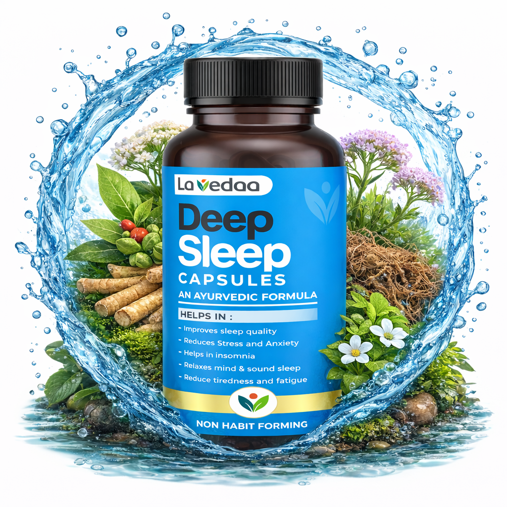 Deep Sleep & Relaxation Capsules | Ashwagandha, Tagar, Brahmi & Jatamansi | Ayurvedic Sleep Support & Stress Support | 12 Herbs | Men & Women | 60 Veg Capsules, pack of 1