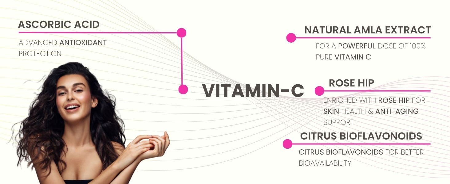 Vitamin C Supplement 500mg Capsules with Citrus Bioflavonoids & Rose Hips, Amla | Immune Support, Antioxidant Protection & Collagen Formation | Natural Vitamin C for Men & Women | 30 Capsules by VitaminHaat