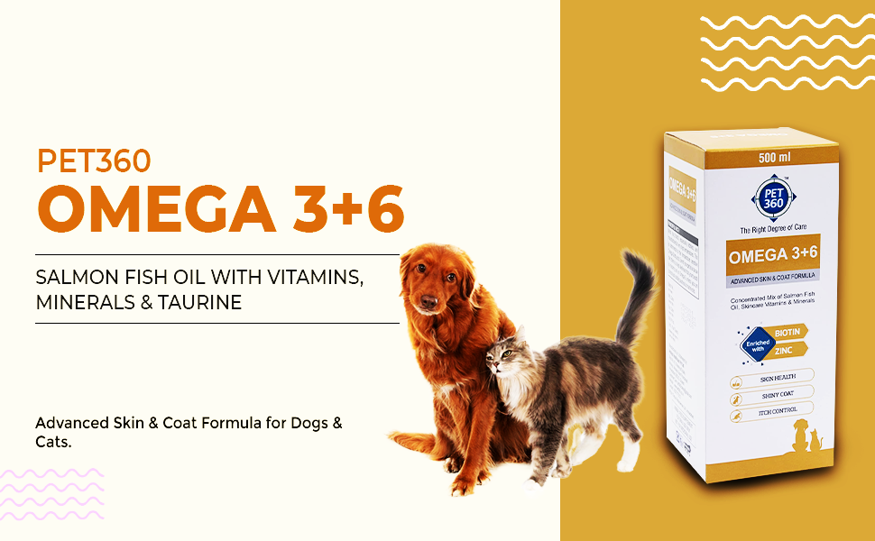 PET360 Omega 3+6 Salmon Fish Oil for Dogs & Cats 100 ml | Skin & Coat Syrup