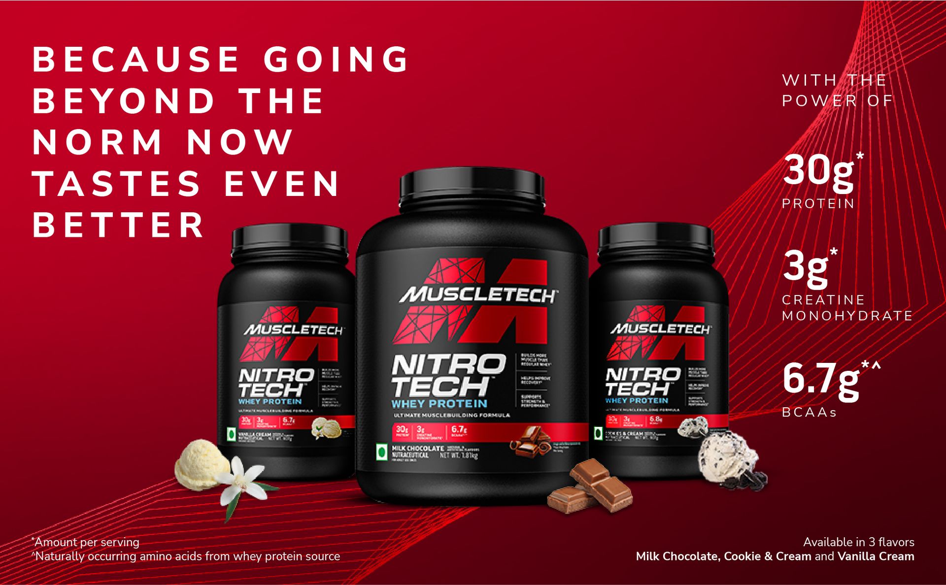 MuscleTech Nitro-Tech Whey Protein, 907g (2lbs), Milk Chocolate, 30g Protein, 3g creatine monohydrate, 6.7g BCAA, ultimate muscle building formula, increase strength & performance