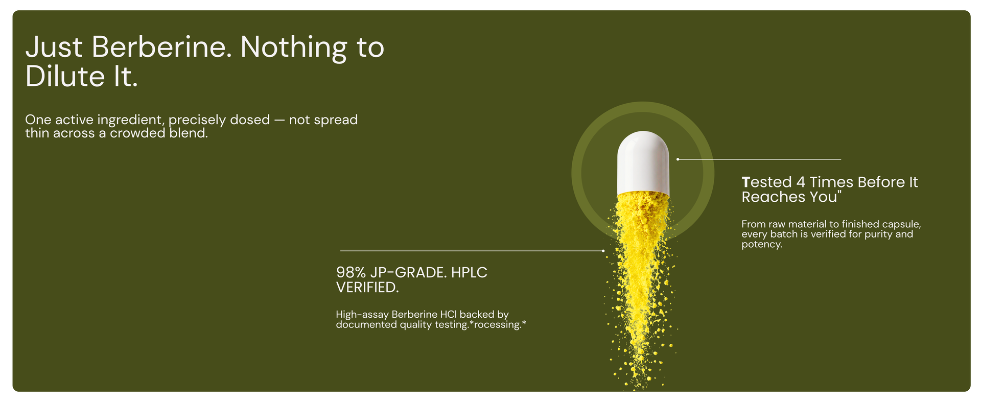 Berberine HCl 98% JP 1000mg HPLC Verified 60 Caps