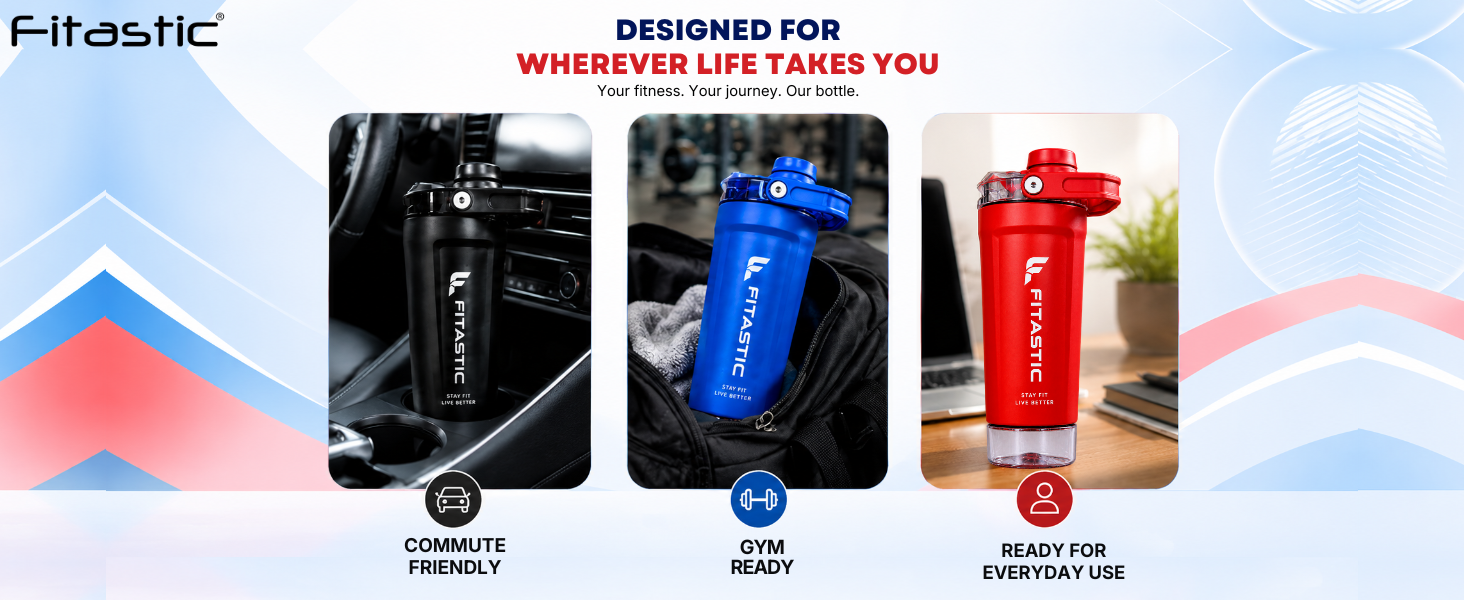 Stainless Steel Leakproof Shaker Bottle | Easy-Grip Handle | 600 ml Stainless Steel Shaker (Pack of 1, Blue)