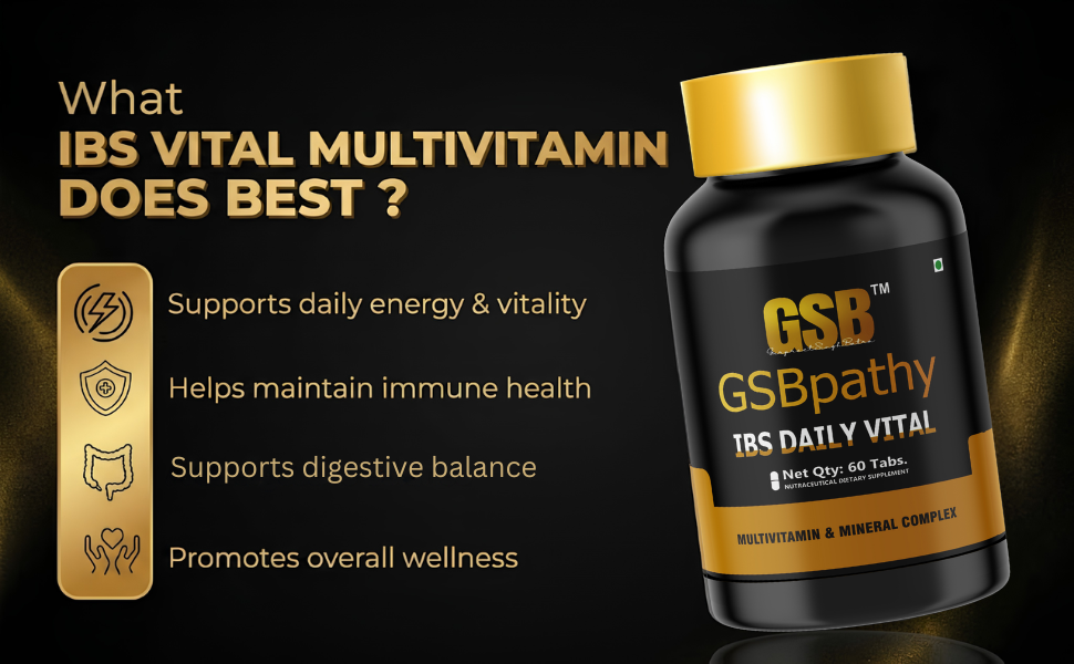 IBS Daily Vital Multivitamin and Mineral Tablets | Daily Energy Immunity and Gut Support for IBS Management (60 Tablets)