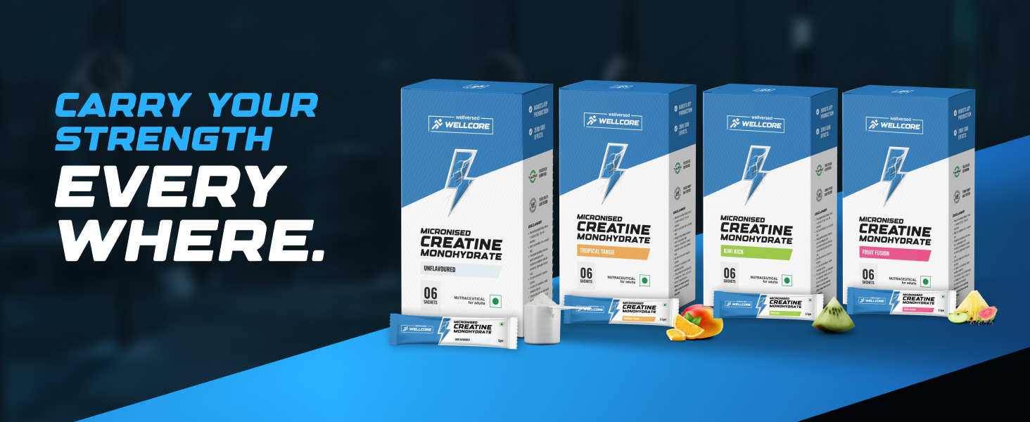Wellcore Pure Micronised Creatine Powder (6 Sachet, Tropical Tango)