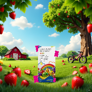 Kids Multivitamin Gummies - Immune, Brain & Muscle Support with Veg Omega-3, Vitamin A, C, D2, E, Zinc Folic Acid & Iron - Strawberry Flavor, No Added Sugar, Gluten-Free, Soy-Free - 30 Count Gummmies For Kids (2+Years)