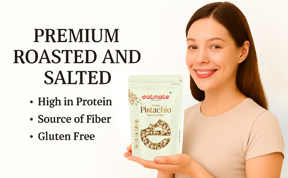 Eatmate Premium Pistachios 500g | Crunchy & Naturally Nutritious Pista | Rich in Protein, Fiber & Essential Nutrients | Delicious Anytime Snack | Perfect for Snacking, Baking, Cooking & Desserts