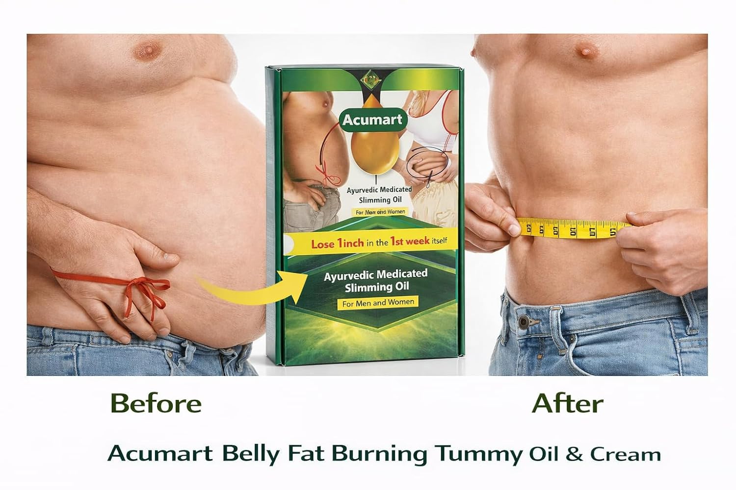 Belly Fat Burning Tummy Oil & Cream – Weight Loss & Skin Tightening (200ml Oil+ 200g Cream)