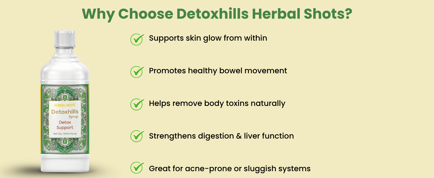 Herbal Hills Detoxhills Herbal Shots, 500 ML Supports Daily Detox & Liver Cleanse | Ayurvedic Herbal Juice For Digestion, Gut Health & Toxin Removal | With Triphala, Aloe Vera & Wheatgrass Pack of 2