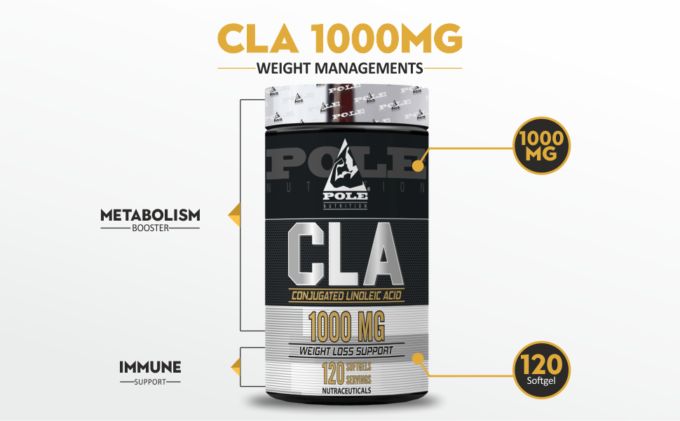 Pole Nutrition CLA - Conjugated Linoleic Acid Weight Loss Support | 1000mg, 120 Softgels | Natural Fat Burner for Enhanced Fitness Goals
