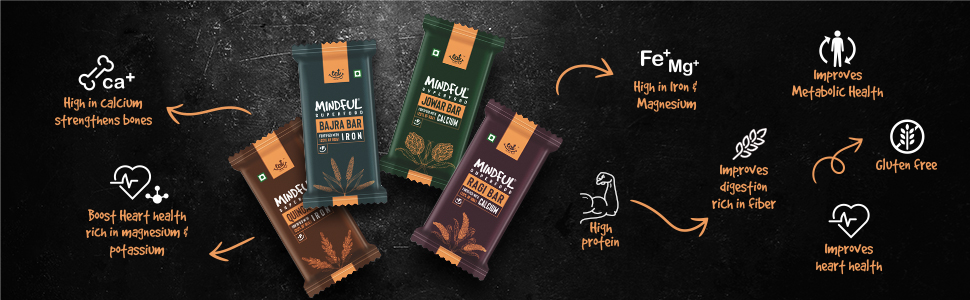 Eat Anytime Multigrain Millet Energy Chocolates, 12 Bars | High Protein, High Fiber, No Added Sugar | Gluten Free Granola Bars with Bajra, Dark Chocolate | Healthy Snack Bar (300g)