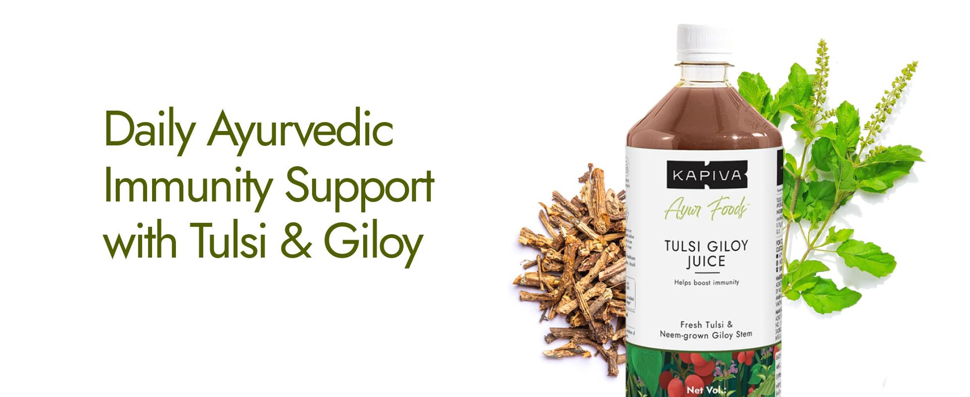Kapiva Wild Tulsi Giloy Juice (2L) | Fresh Tulsi and Neem-grown Giloy to Support Immune Health - Super Saver Pack of 2