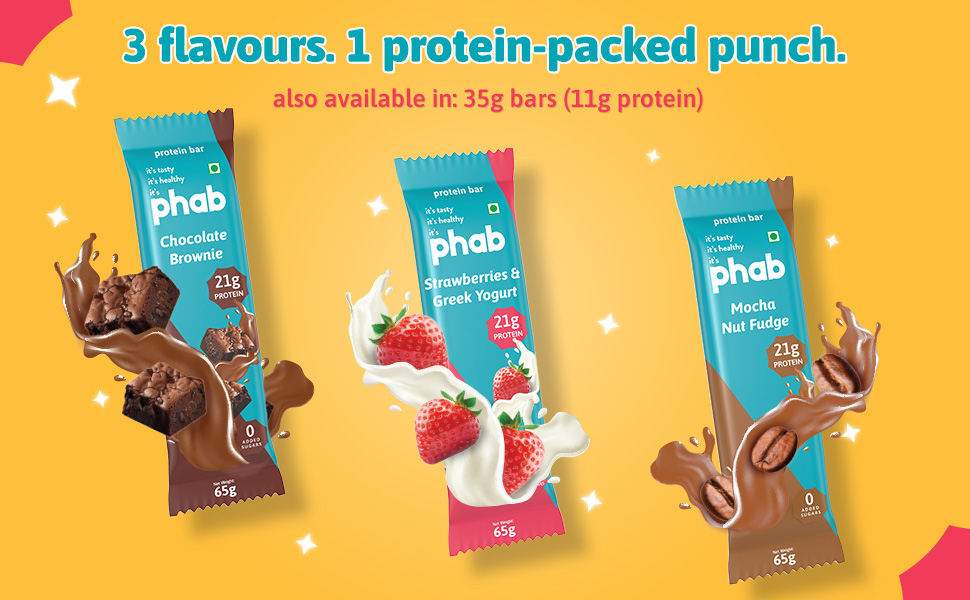 Phab 21G Mocha Nut Fudge Protein Bar | 8G High Fiber | Pea & Whey Protein Isolate, No Preservatives, 100% Veg Protein Bar| Gluten-Free Protein Bars For Fitness, Energy & Immunity (Pack of 6)