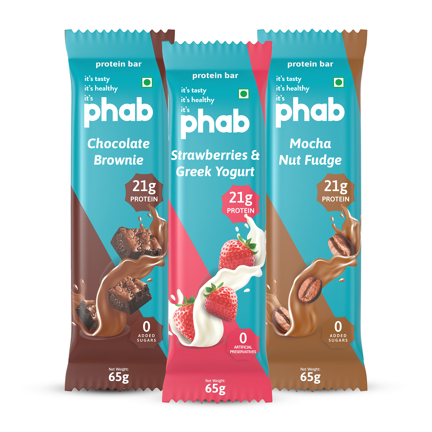 Phab 21G Mocha Nut Fudge Protein Bar | 8G High Fiber | Pea & Whey Protein Isolate, No Preservatives, 100% Veg Protein Bar| Gluten-Free Protein Bars For Fitness, Energy & Immunity (Pack of 6)