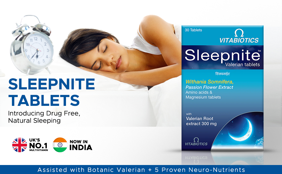Sleepnite Tablets with Ashwagandha, Valerian extract, Magnesium & amino acids for sound sleep, calmness & feeling of relaxation|vegetarian 30 tablets (Pack of 2)
