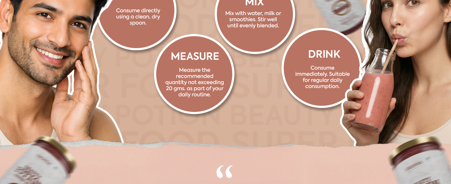 Beauty Potion Super Food with Glutathione | Skin Brightening, Detox & Anti-Oxidant | Skin Supplement for Glowing & Healthy Skin | For Men & Women | 300 gm