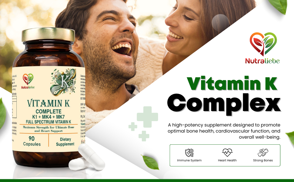 Vitamin K Complex - High Potency, Includes Vitamin K1 (Phytomenadione) & Vitamin K2 (MK-4, MK-7), Non-GMO, 90 Capsules