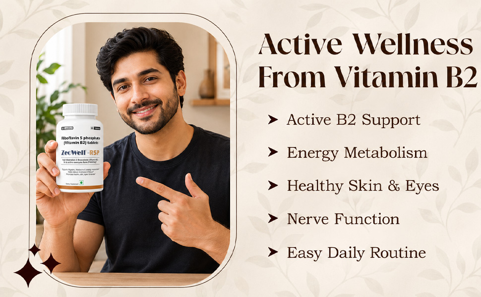 R5P (LeeWell) Active Vitamin B2, Riboflavin-5-Phosphate Tablets | Bioavailable Vitamin B2 Supplement | Supports Cellular Energy, Healthy Skin, Eyes & Nervous System - 60 Tablets
