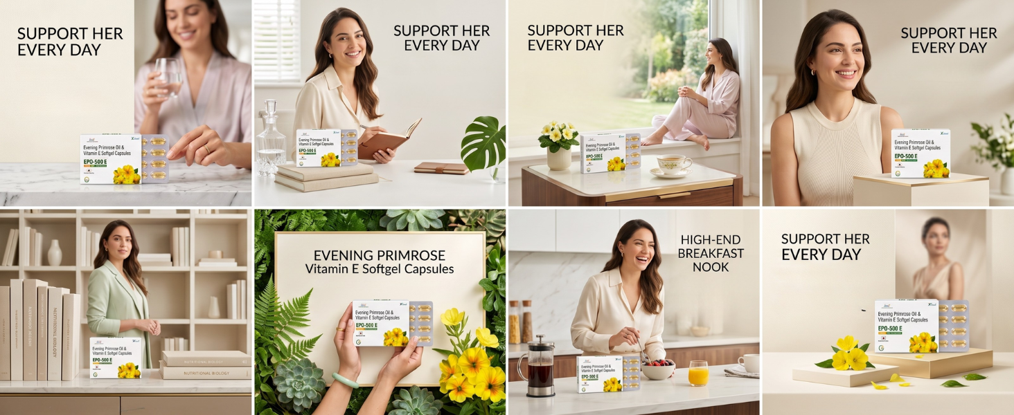 Knoll Healthcare EPO-500E Evening Primrose Oil 500 mg with Vitamin E Softgel Capsules | Supports Women’s Wellness, Skin Health & Antioxidant Support | Dietary Supplement (3x10 Capsules)