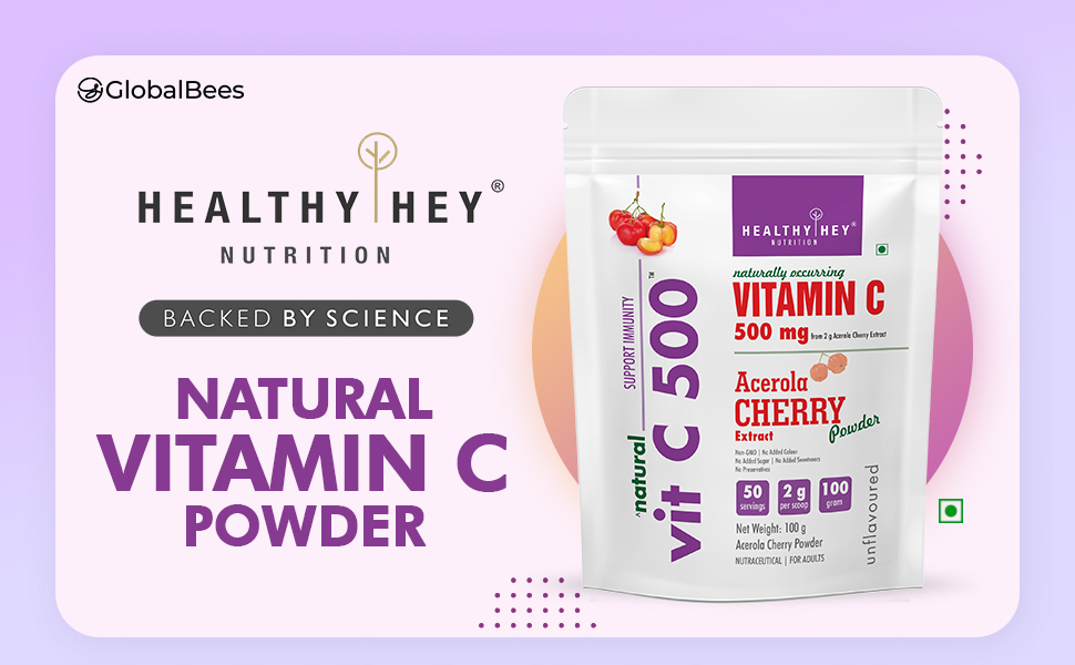 HealthyHey Nutrition Acerola Cherry Extract Powder - Support Immunity - 100gm Powder (Unflavoured)