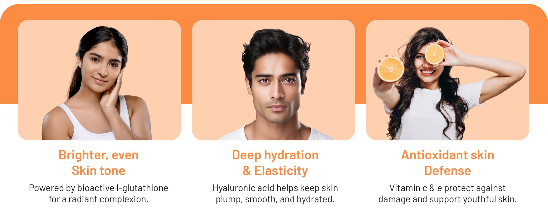 L-Glutathione 550mg - 20 Effervescent Tablets Glutathione Effervescent Tablets for Glowing Skin with Hyaluronic Acid Vitamin C & Vitamin E | Skin Glow Supplement For Clear Skin | Orange